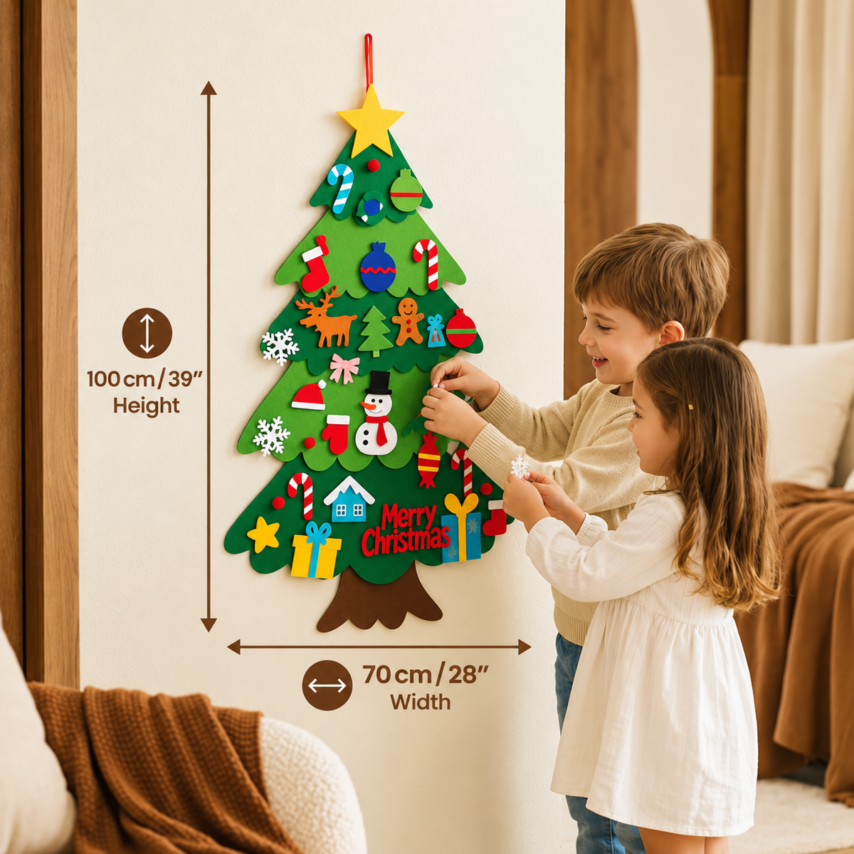 Feltie™ — Kids' Felt Christmas Tree (32 Ornaments + Free Lights)