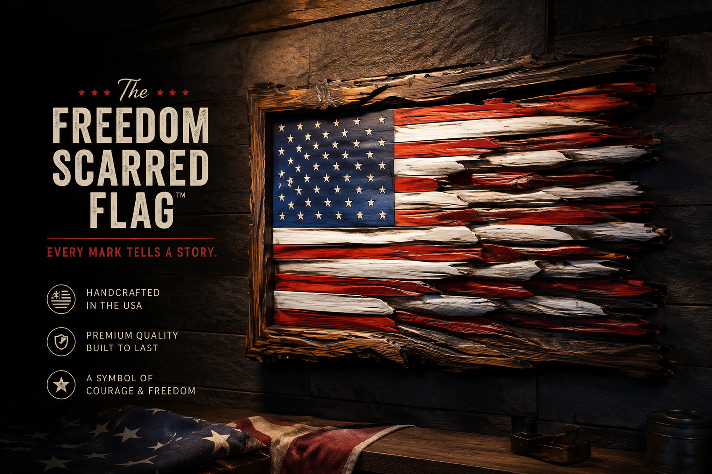 The Freedom Scarred Flag™ Every mark tells a story.