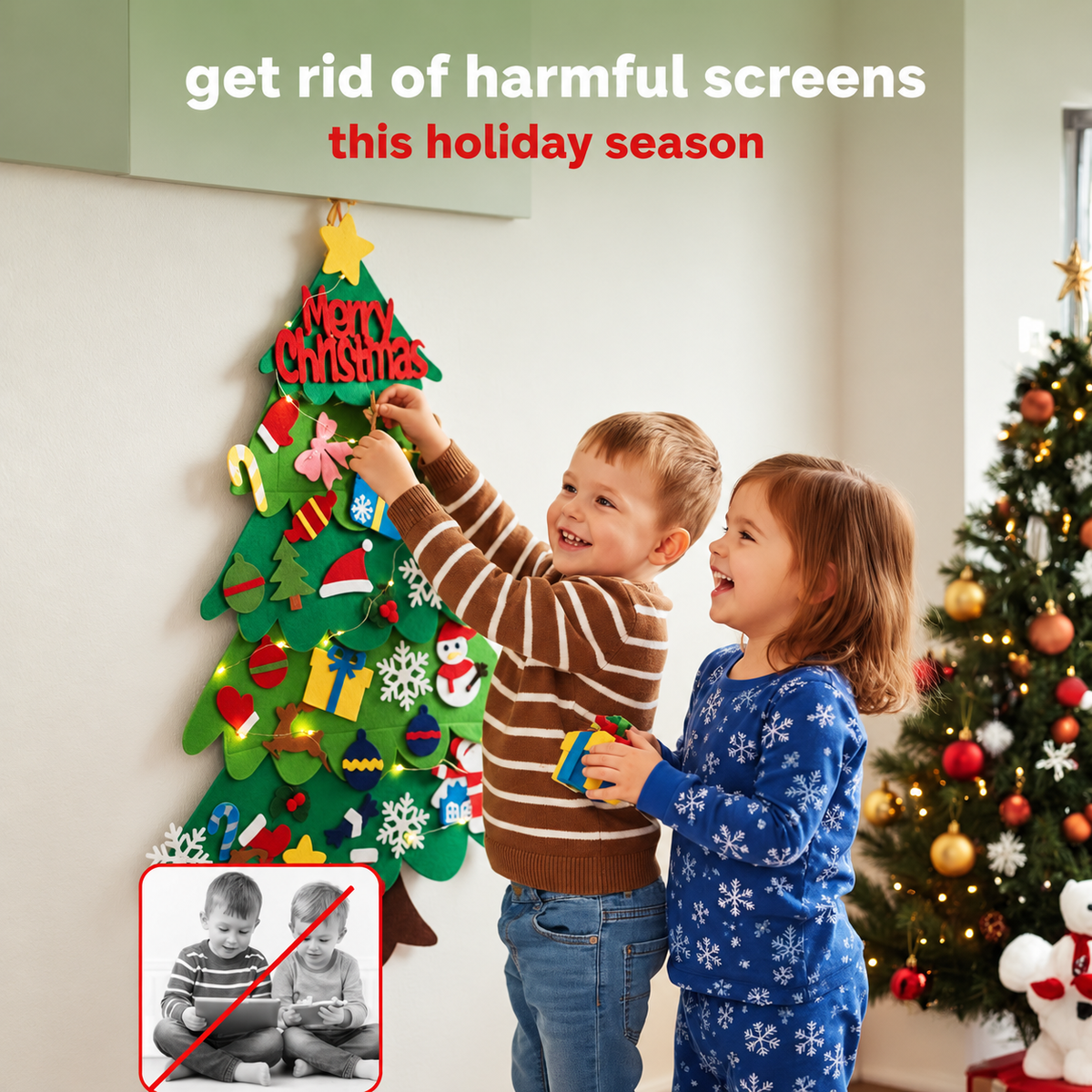 Feltie™ — Kids' Felt Christmas Tree (32 Ornaments + Free Lights)