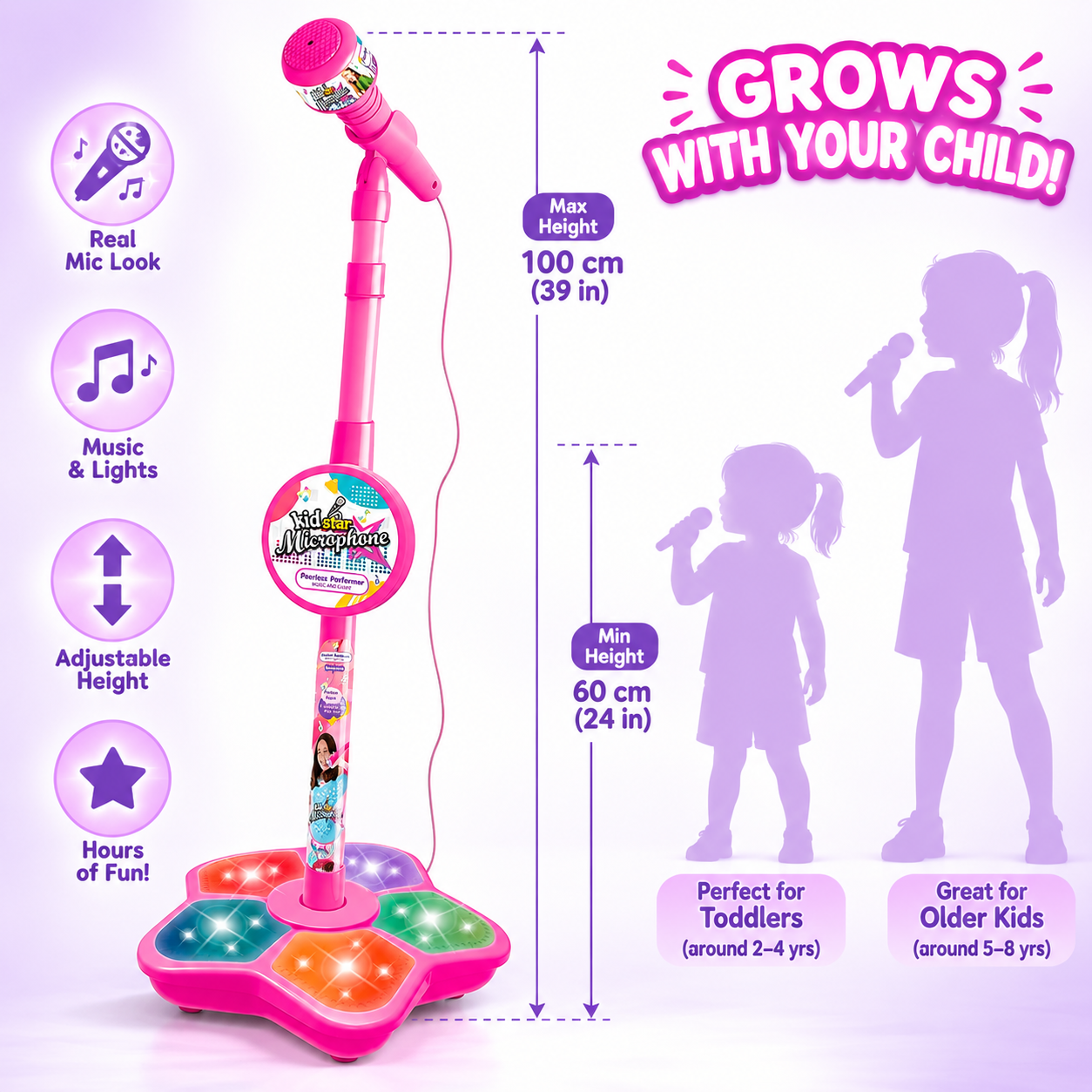 StarMic — Kids Karaoke Set with Microphone & Stand