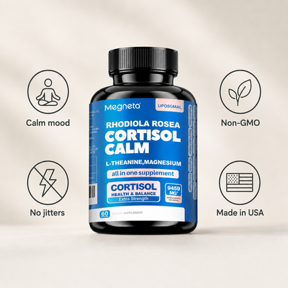 Calmora™ Cortisol Calm – Stress & Mood Support (Rhodiola, Ashwagandha, L-Theanine, Magnesium)