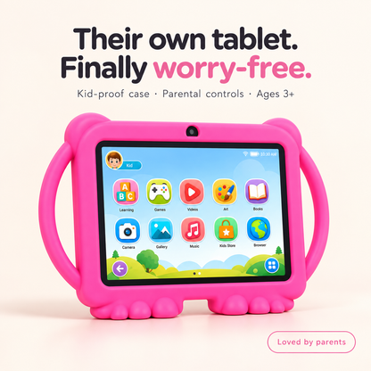 Bumo™ Kids Tablet – 7" Android 14, 4GB+32GB with Kid-Proof Case
