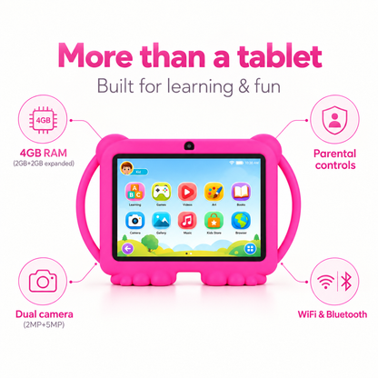 Bumo™ Kids Tablet – 7" Android 14, 4GB+32GB with Kid-Proof Case