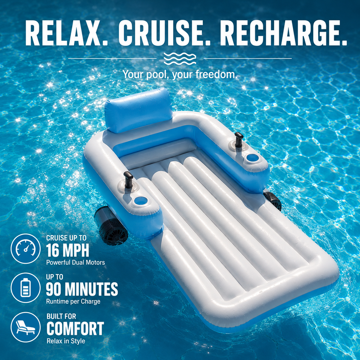 AquaPilot Lounge™ – Motorized Inflatable Lounger