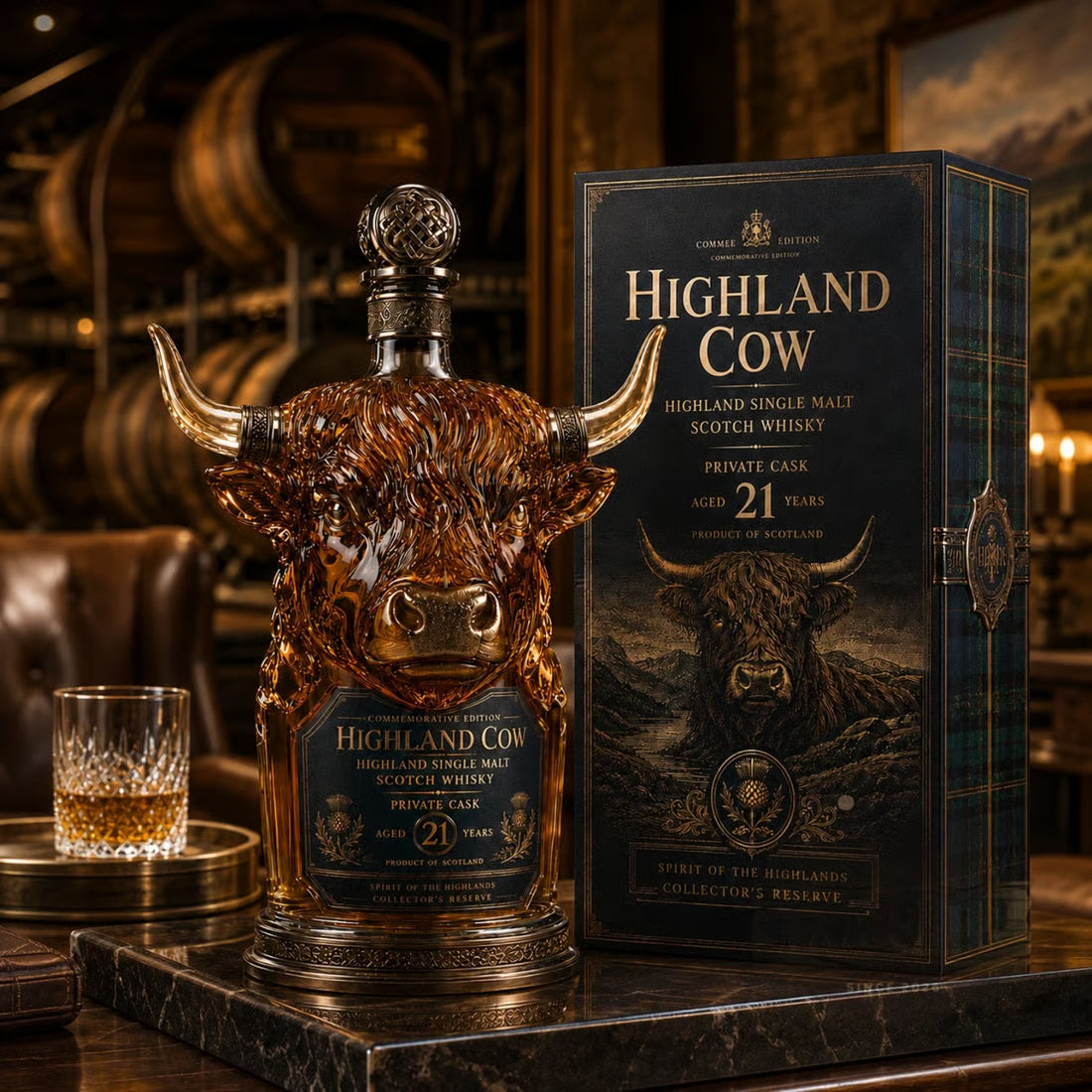 Highland Cow whisky decanter