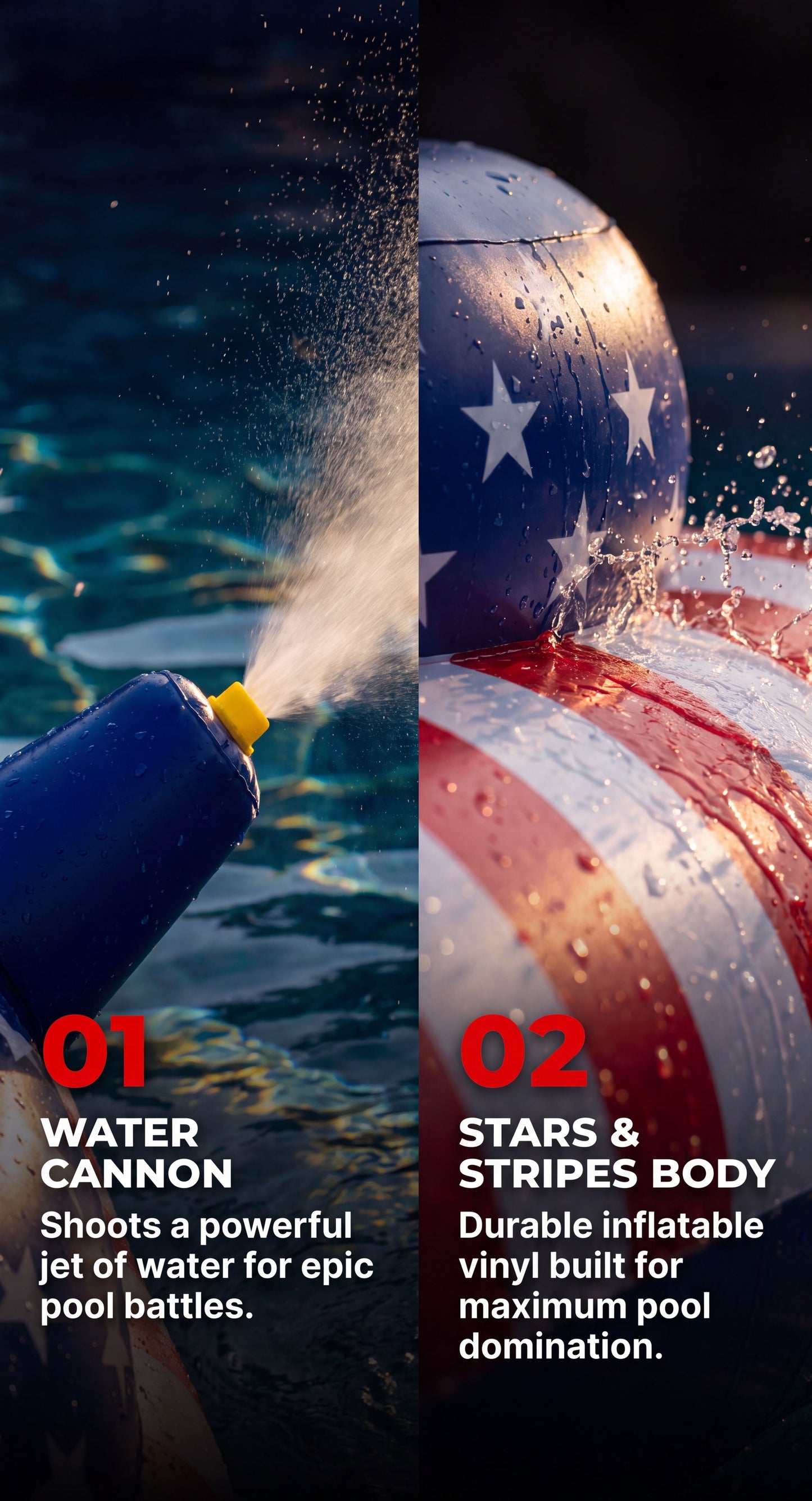 Water cannon and stars design detail