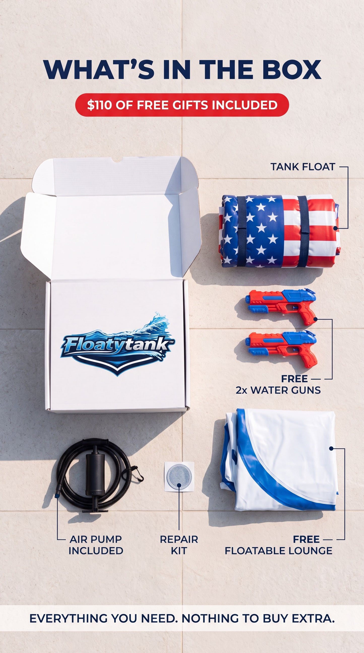 What's in the box - pump, storage bag, water guns