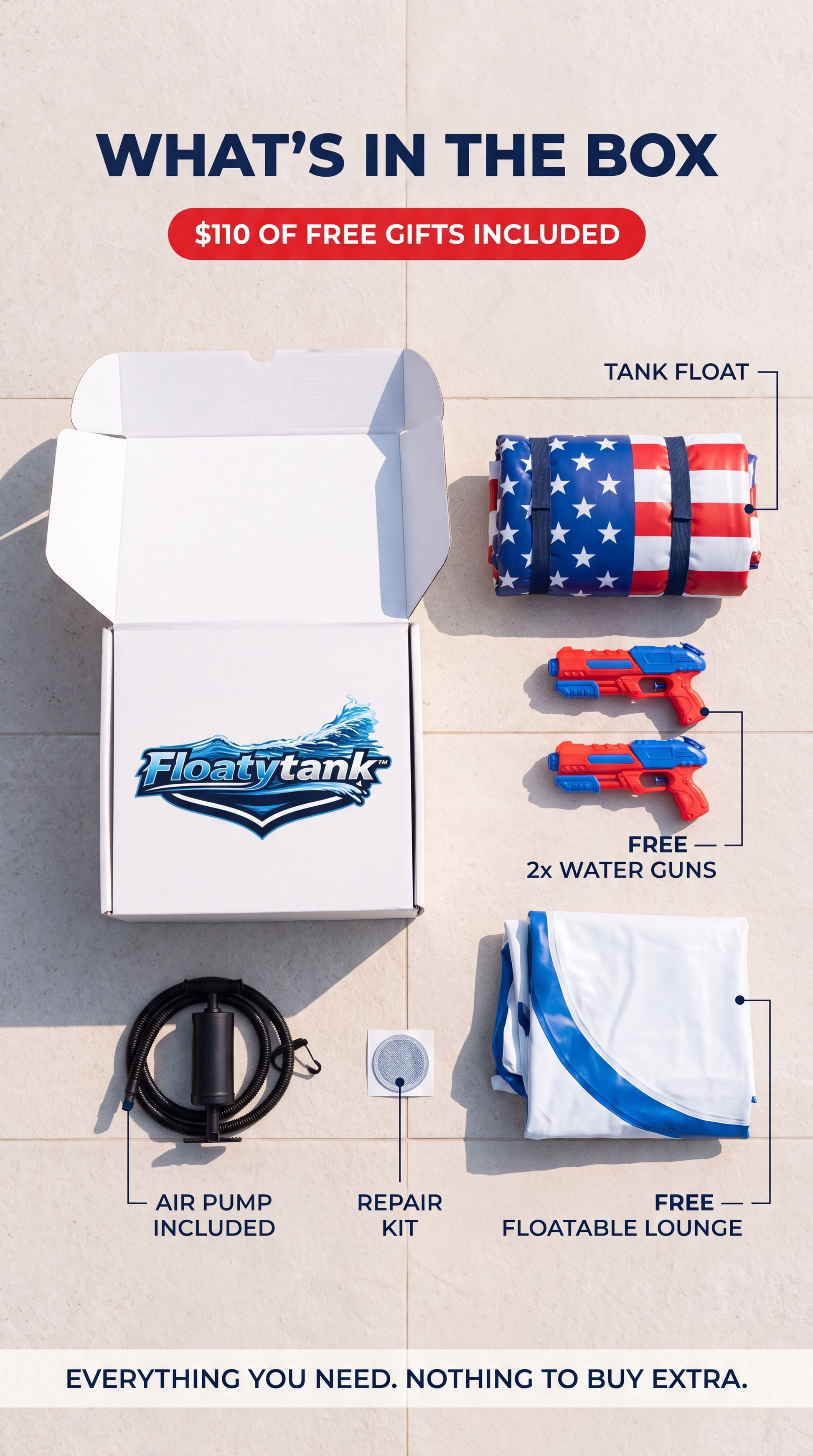 What's in the box - pump, storage bag, water guns